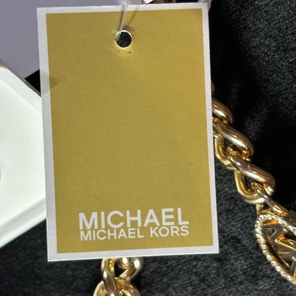 MICHAEL Michael Kors Gold-Tone Bling MK Stone Link Belt Size L/XL main image 8